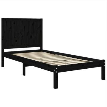 Black Solid Wood Pine Bed Frame 75x190 cm | HipoMarket