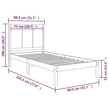 Black Solid Wood Pine Bed Frame 75x190 cm | HipoMarket