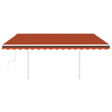 Manual Retractable Awning with LED - 4x3.5m Orange & Brown