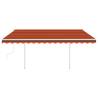 Manual Retractable Awning with LED - 4x3.5m Orange & Brown