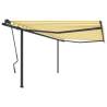 Manual Retractable Awning with Posts 4x3.5 m Yellow and White Colour yellow and white Size 4 x 3.5 m Quantity in Package 1 