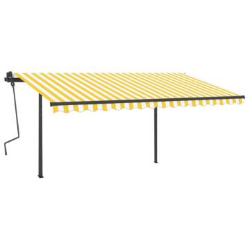 Manual Retractable Awning 4x3.5m - Yellow & White | HipoMarket