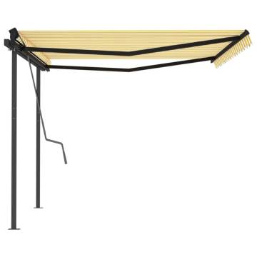 Manual Retractable Awning 4x3.5m - Yellow & White | HipoMarket