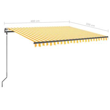 Manual Retractable Awning 4x3.5m - Yellow & White | HipoMarket