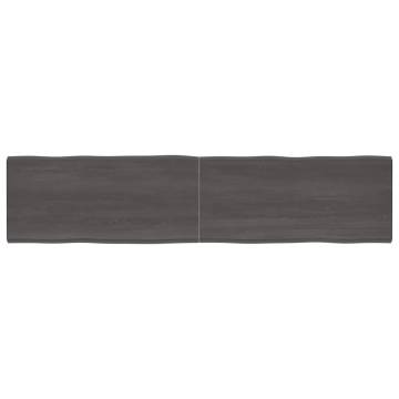 Table Top Dark Brown Solid Wood Live Edge - 220x50 cm