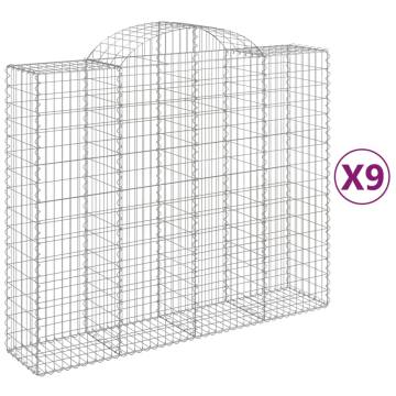 Arched Gabion Baskets - 9 pcs Galvanised Iron 200x50x160/180 cm