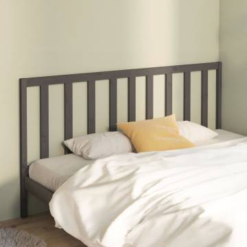 Stylish Grey Bed Headboard - Solid Pine Wood 206x4x100 cm