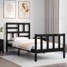 Black Solid Wood Bed Frame with Headboard - 100x200 cm