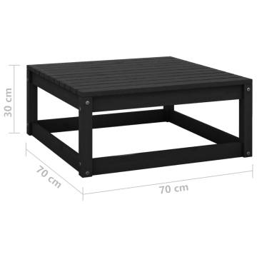 Garden Footstool 70x70x30 cm Black Solid Wood Pine - Hipomarket