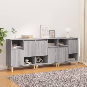 Trendy Grey Sonoma Sideboards - 3 pcs, Durable & Stylish | Hipomarket