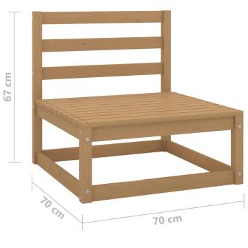 Garden Middle Sofas 2 pcs - Honey Brown Solid Wood Pine