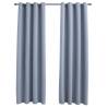 Blackout Curtains with Metal Rings - Grey 140x175 cm (2 pcs)