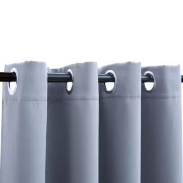 Blackout Curtains with Metal Rings - Grey 140x175 cm (2 pcs)