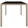 Beige Poly Rattan Garden Table with Glass Top - Durable & Stylish