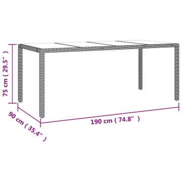 Beige Poly Rattan Garden Table with Glass Top - Durable & Stylish