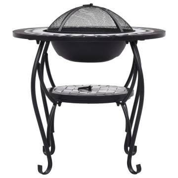 Mosaic Fire Pit Table | 68 cm Ceramic | Black & White