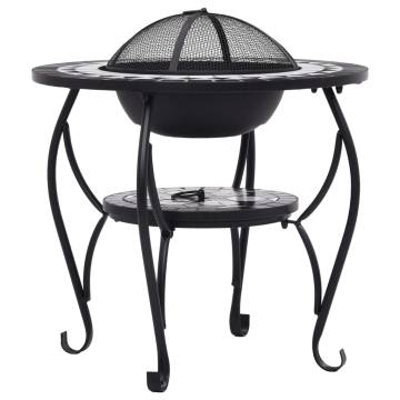 Mosaic Fire Pit Table | 68 cm Ceramic | Black & White