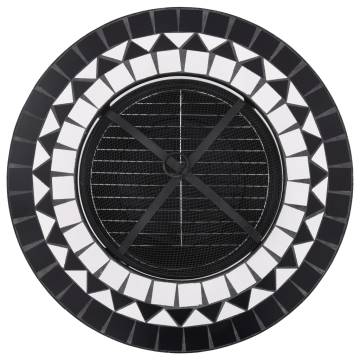 Mosaic Fire Pit Table | 68 cm Ceramic | Black & White