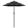 3-Tier Parasol with Aluminium Pole Black 2 m Colour black Size 2 m Quantity in Package 1 