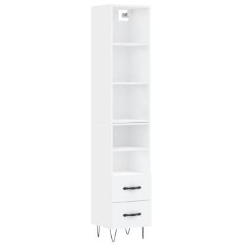 Stylish Highboard White 34.5x34x180 cm - Elegant Design