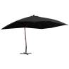 Hanging Parasol with Wooden Pole 400x300 cm Black Colour black 