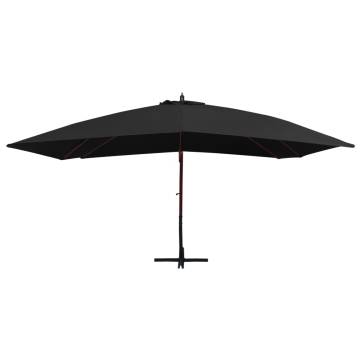 Hanging Parasol with Wooden Pole 400x300 cm - Black | HipoMarket