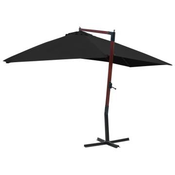 Hanging Parasol with Wooden Pole 400x300 cm - Black | HipoMarket