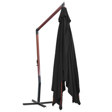 Hanging Parasol with Wooden Pole 400x300 cm - Black | HipoMarket