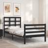 Black Bed Frame with Headboard - 100x200 cm Solid Wood