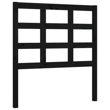 Black Bed Frame with Headboard - 100x200 cm Solid Wood