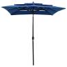 3-Tier Azure Blue Parasol with Aluminium Pole - 2x2 m