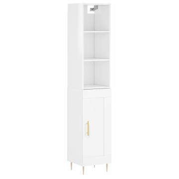 Elegant Highboard High Gloss White - 34.5x34x180 cm