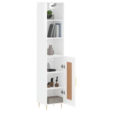 Elegant Highboard High Gloss White - 34.5x34x180 cm