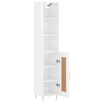 Elegant Highboard High Gloss White - 34.5x34x180 cm