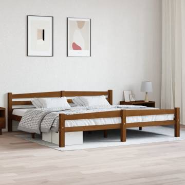 Honey Brown Solid Pinewood Bed Frame 200x200 cm | Hipo Market