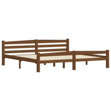 Honey Brown Solid Pinewood Bed Frame 200x200 cm | Hipo Market