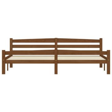 Honey Brown Solid Pinewood Bed Frame 200x200 cm | Hipo Market