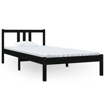 Black Solid Wood Bed Frame 90x200 cm - Modern Design