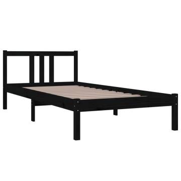 Black Solid Wood Bed Frame 90x200 cm - Modern Design