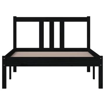 Black Solid Wood Bed Frame 90x200 cm - Modern Design