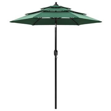 3-Tier Green Parasol with Aluminium Pole - 2m | HipoMarket