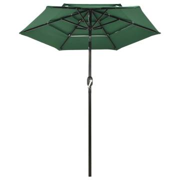 3-Tier Green Parasol with Aluminium Pole - 2m | HipoMarket