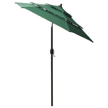 3-Tier Green Parasol with Aluminium Pole - 2m | HipoMarket