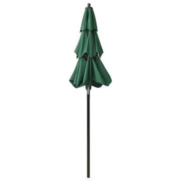 3-Tier Green Parasol with Aluminium Pole - 2m | HipoMarket