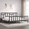 Bed Frame with Headboard Grey 200x200 cm Solid Wood Colour grey Size 200 x 200 cm 