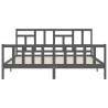 Stylish Grey Bed Frame with Headboard - 200x200 cm Solid Wood