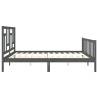 Stylish Grey Bed Frame with Headboard - 200x200 cm Solid Wood