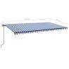 Manual Retractable Awning with LED - Blue & White 600x300 cm