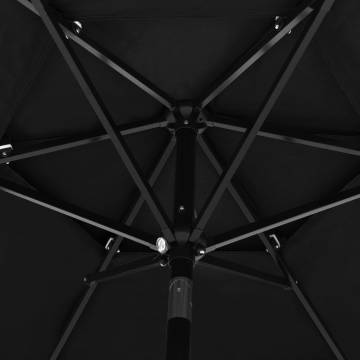 3-Tier Black Parasol with Aluminium Pole - 2.5 m | HipoMarket