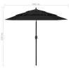 3-Tier Black Parasol with Aluminium Pole - 2.5 m | HipoMarket